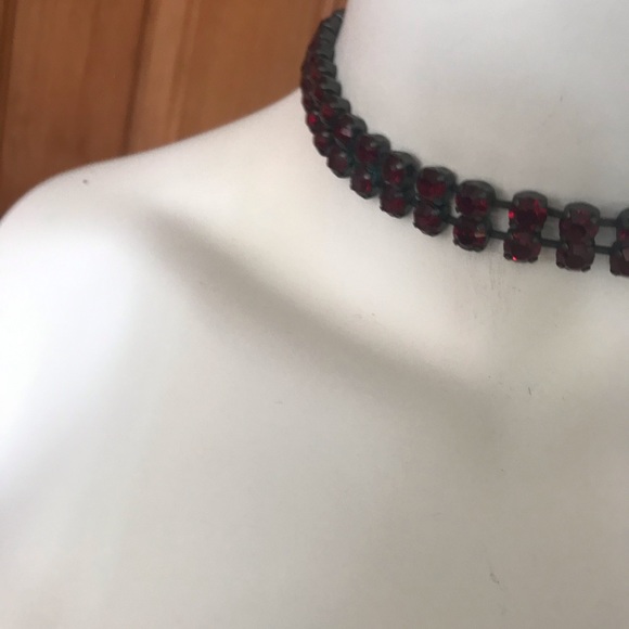 Atlantis Garnet Red Double Strand Swarovski Choker Necklace NEW - Picture 3 of 5